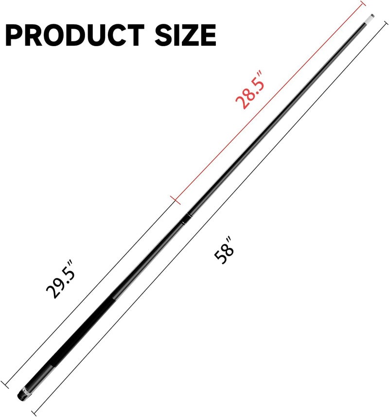 GSE Games & Sports Expert 58" 2-Piece Fiberglass Graphite Composite Billiard Pool Cue Stick for Men/Women, Billiard Cue Stick for House or Commercial/Bar Use (Matte Black, 20 Oz) - Image 4